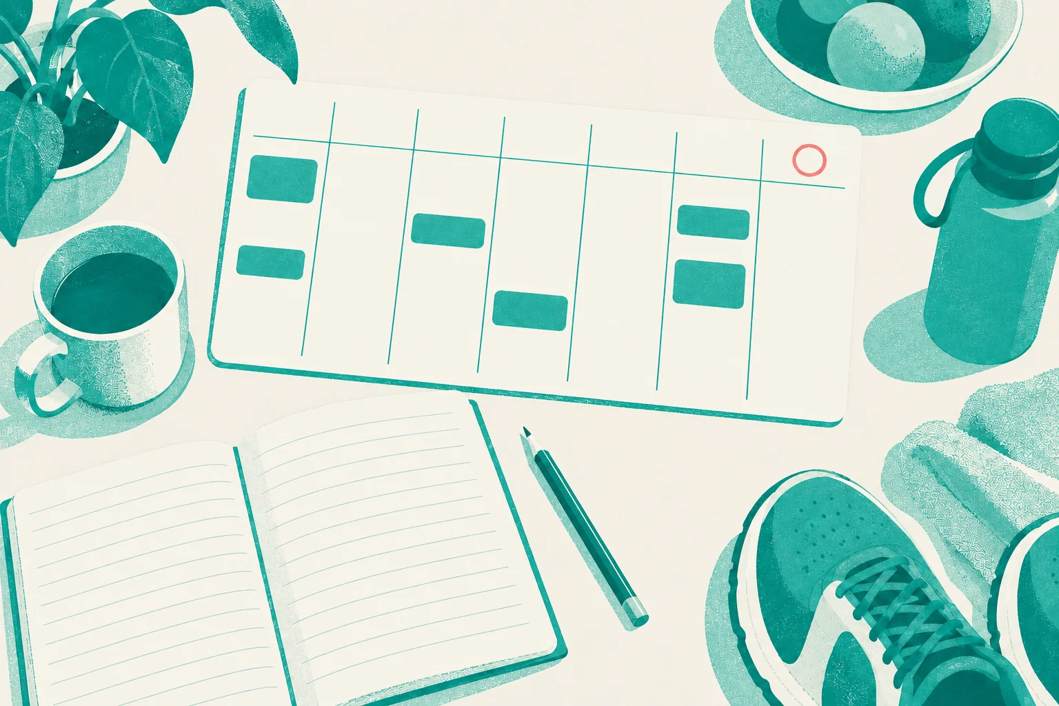 Illustration of preparation for an upcoming school test