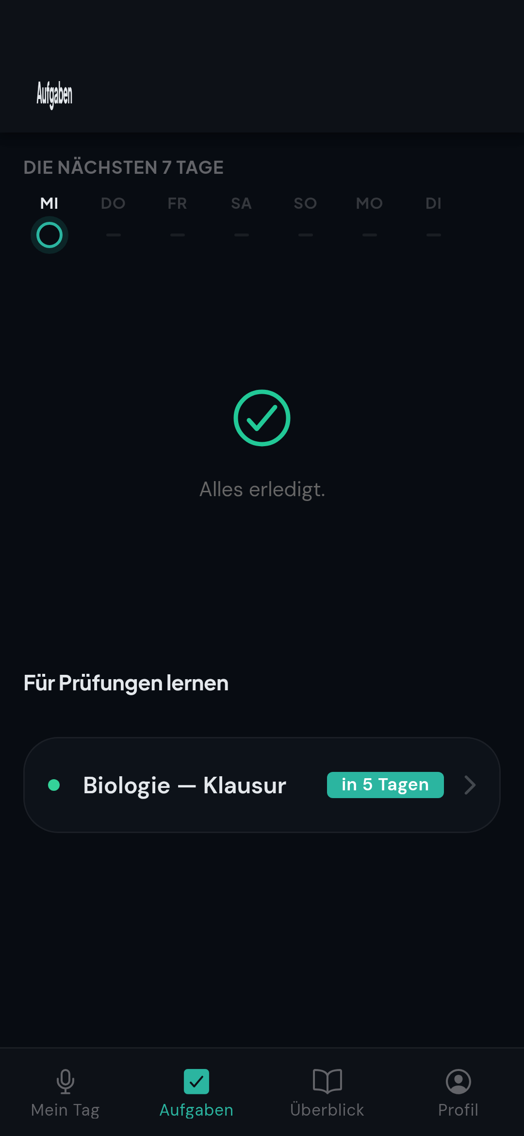 Aufgabenliste der memdiz App