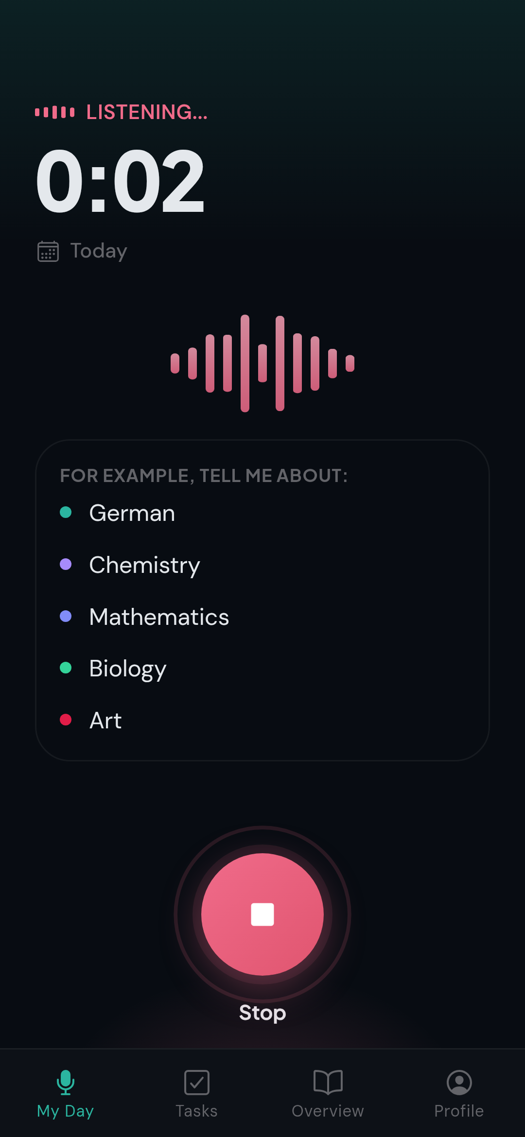 The memdiz app during a voice update