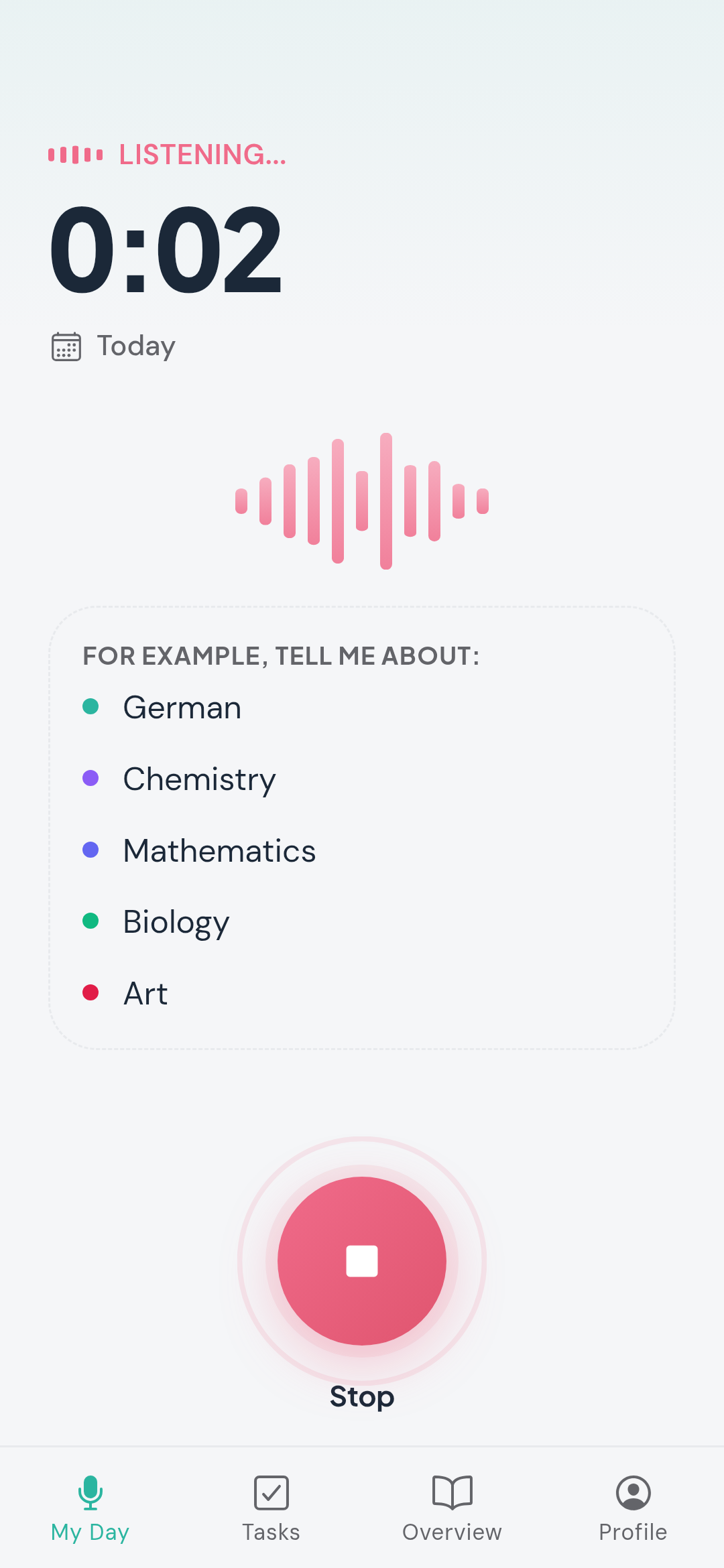 The memdiz app during a voice update